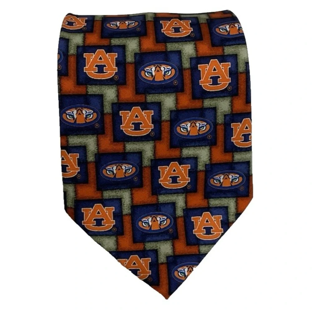 Vintage Auburn Tigers Silk Tie Eagles Wings NCAA Football‎ Geometric Novelty 57